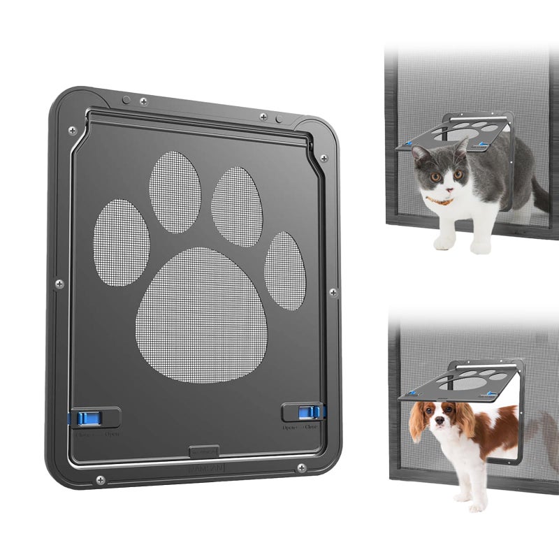 NAMSAN Cat Screen Door, Flap Opening 8 x 10 inches, Cat Door for Screen Door, Magnetic Self-Closing Small Pet Door for Sliding Door, Window Screen Door with Doggie Door Built in, Lockable, Black - Image 1